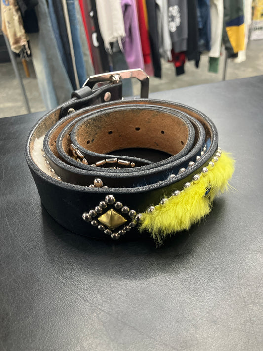 Mannahatta Studded Rabbit Fur Belt - 38