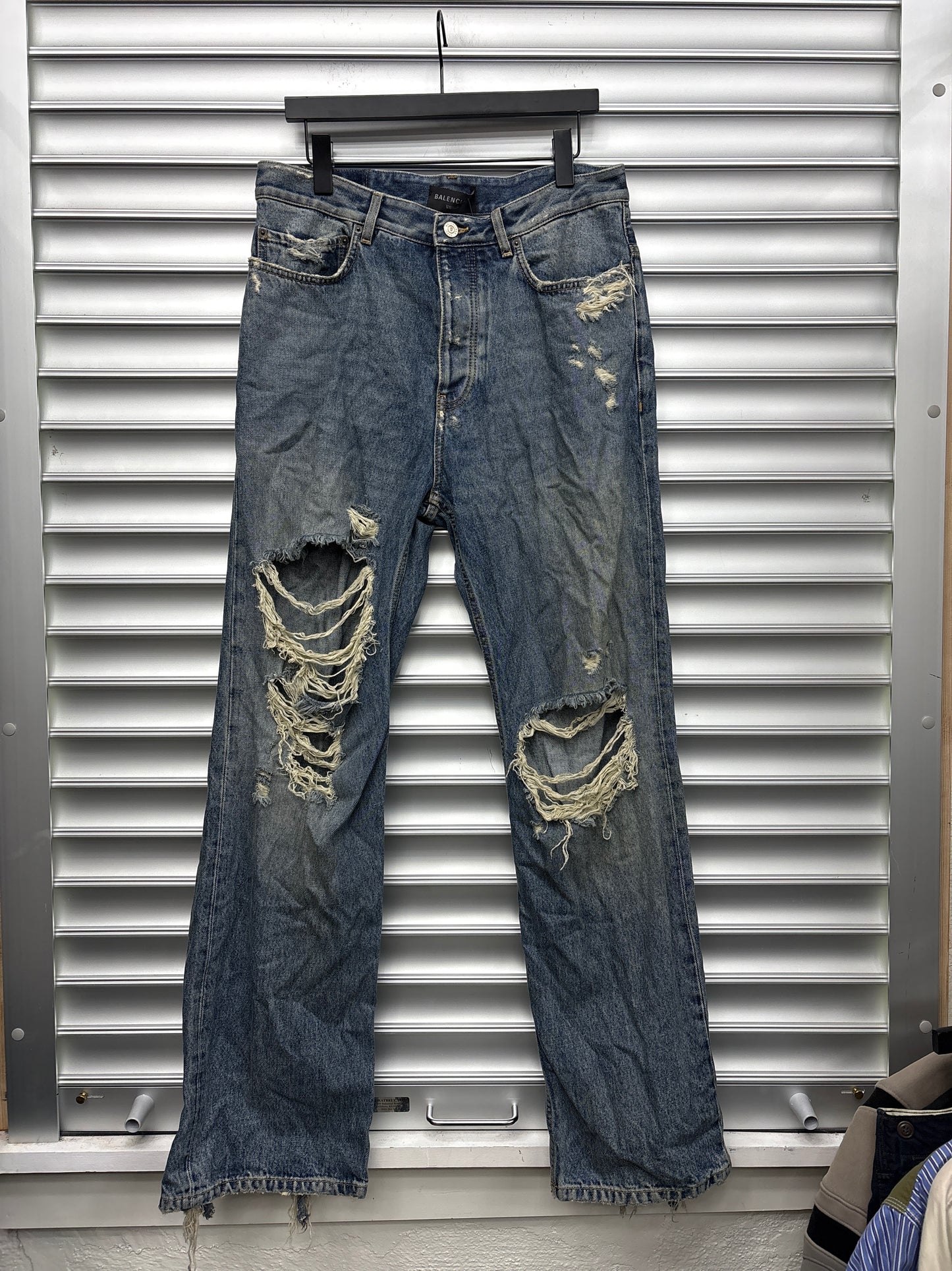 Balenciaga Distressed Straight Leg Denim - S**