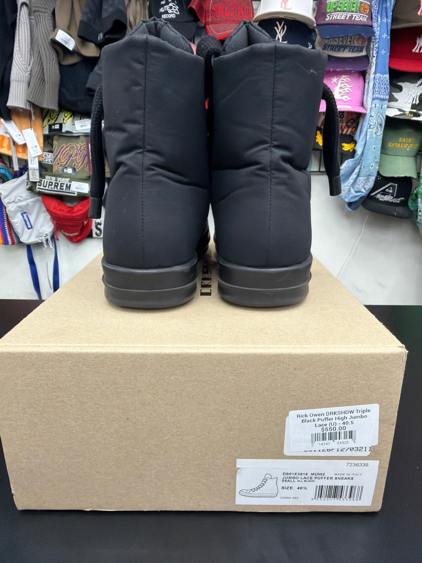 Rick Owen DRKSHDW Triple Black Puffer High Jumbo Lace (U) - 40.5