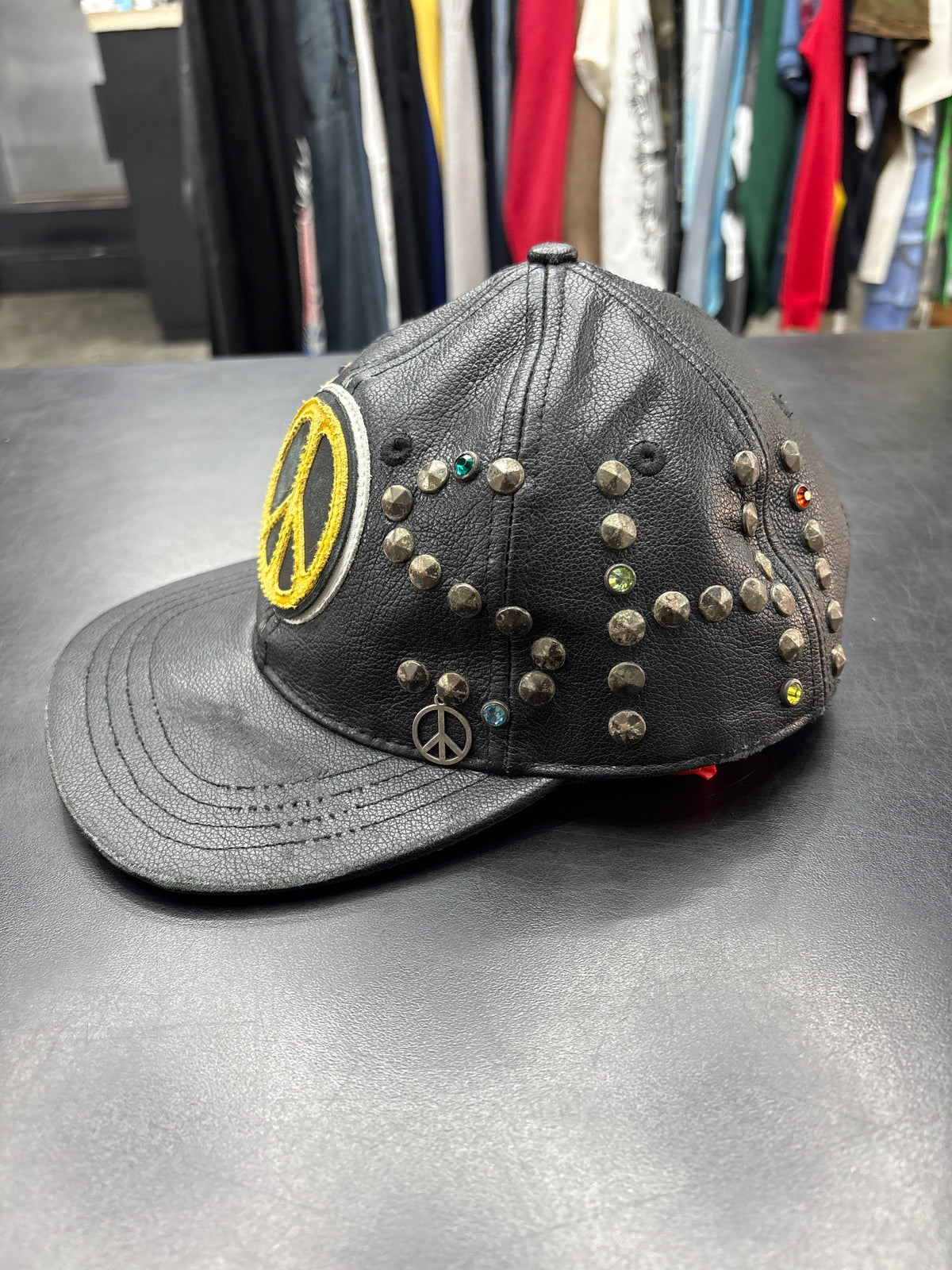 Satoshi Nakamoto Leather Peace Studded Hat**