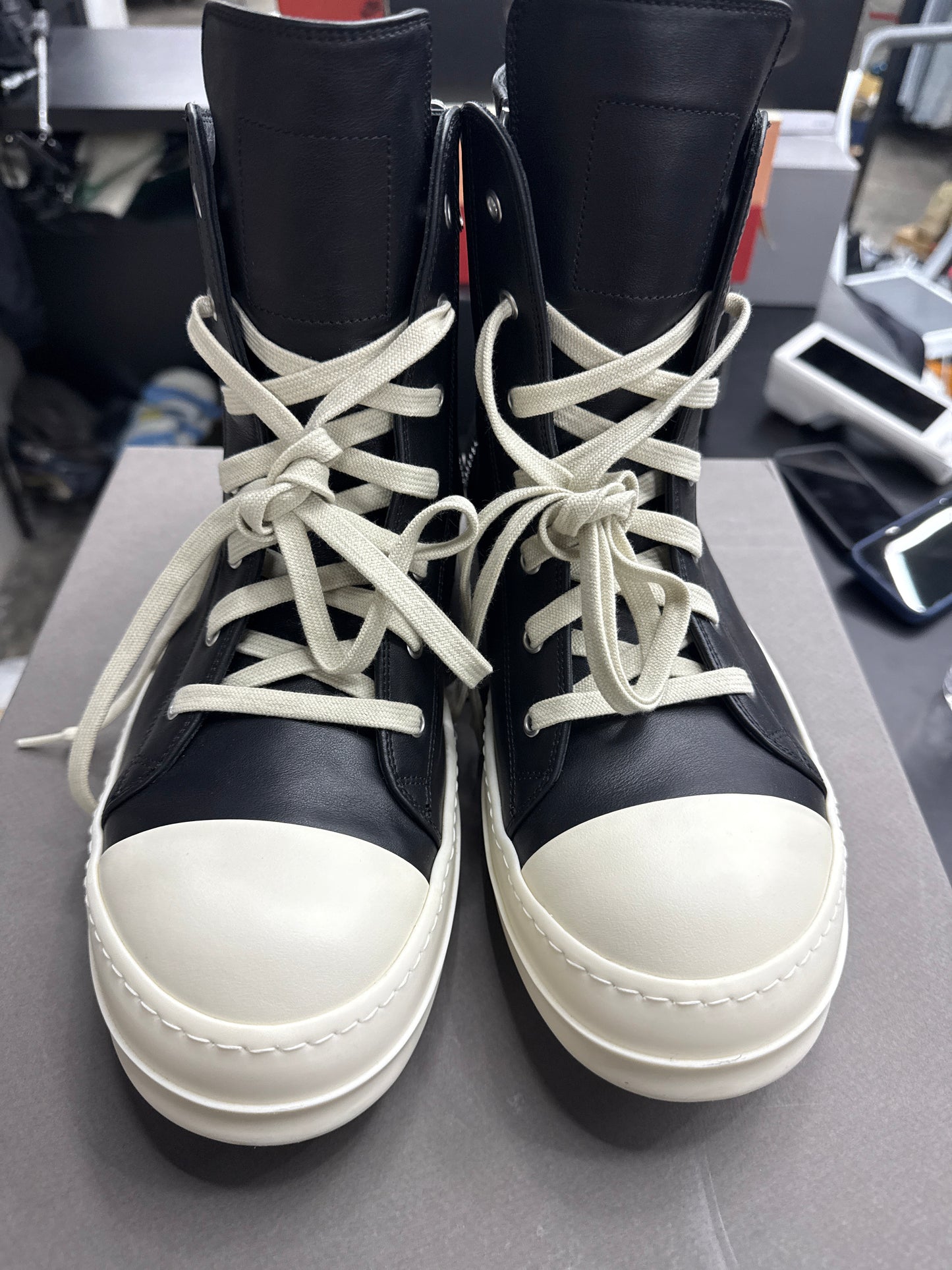 Rick Owen Black Leather High (U) - 44(11)