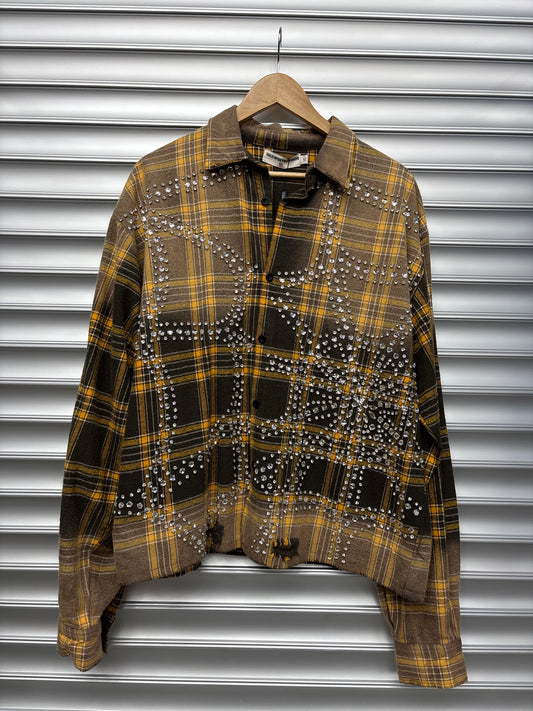 Vale Brown Rhinestone Flannel - XL*