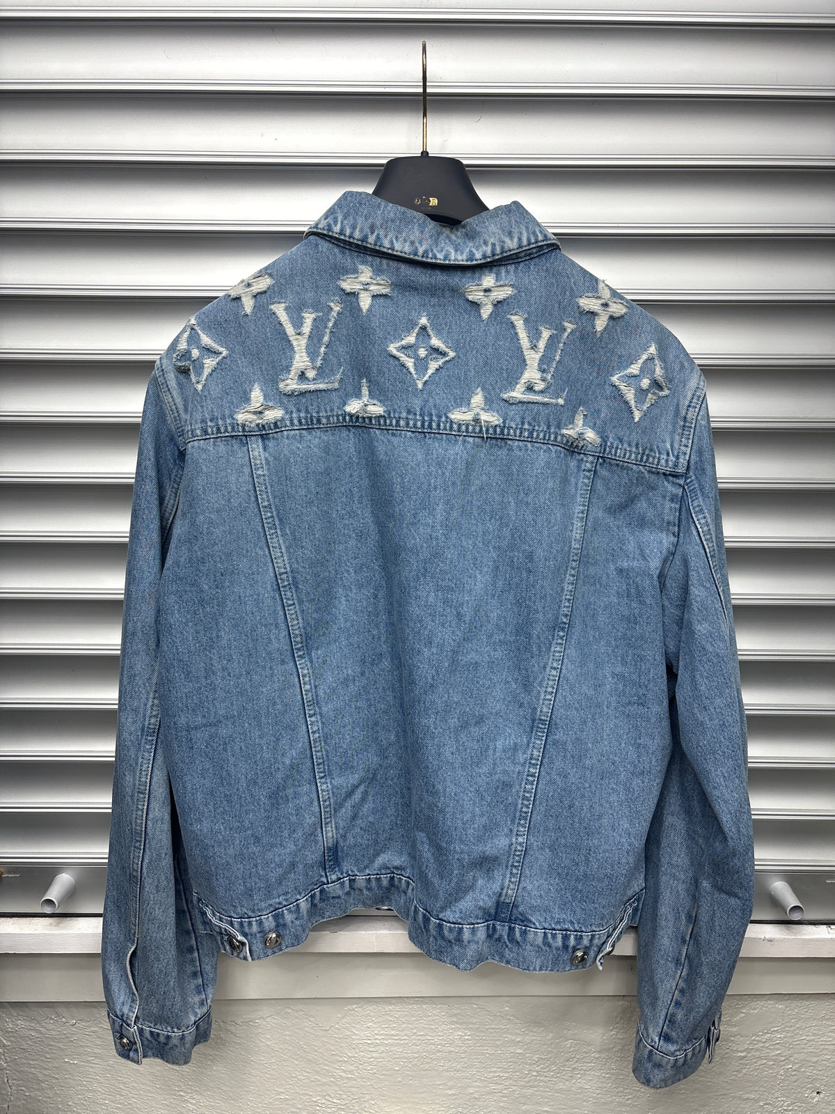 Louis Vuitton Frayed Monogram Denim Trucker Jacket - 56**