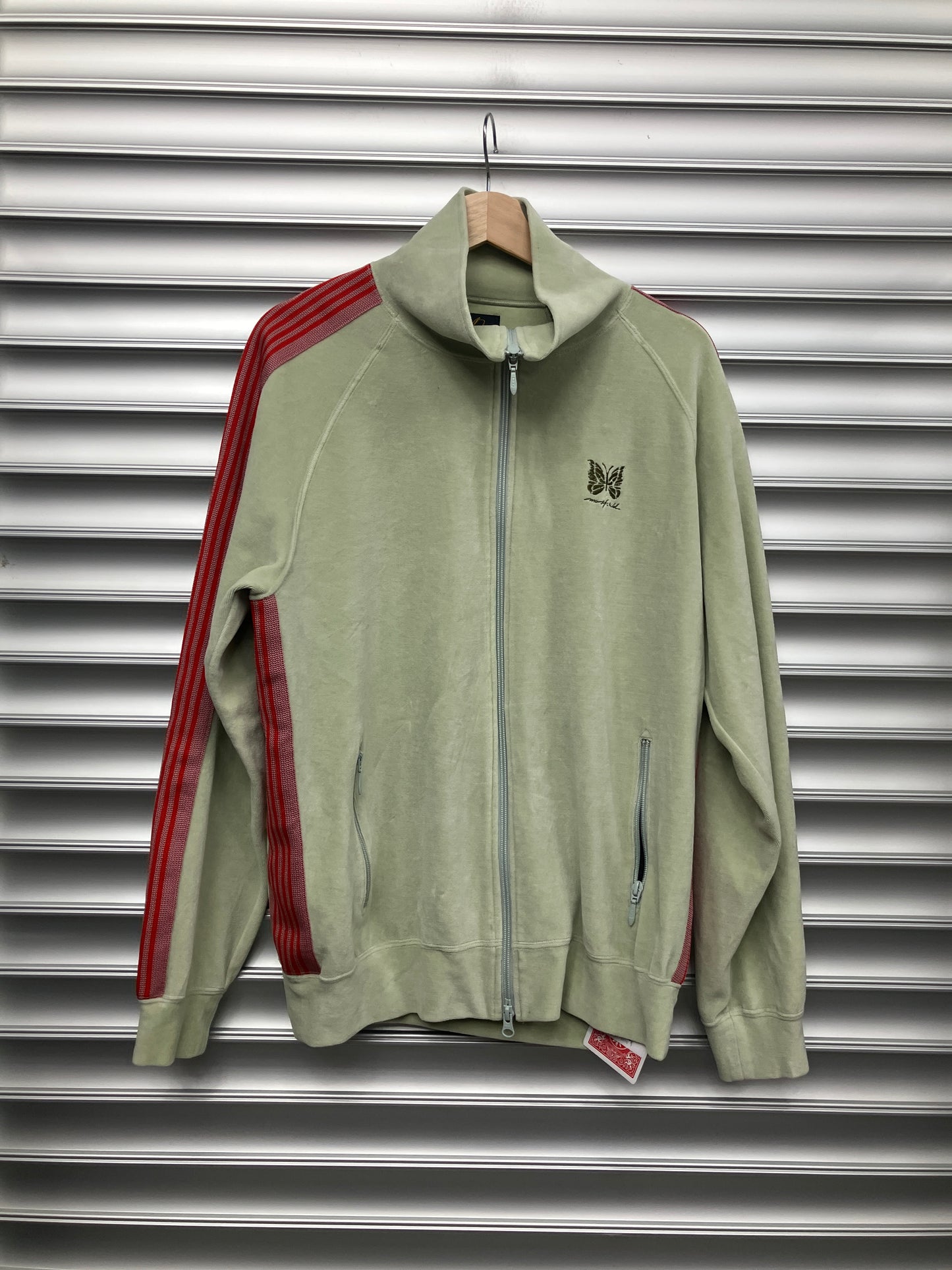 Needles Sage Green/Red Zip Up - L