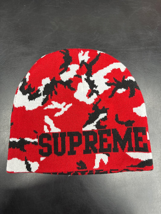 Supreme Red Black Reversible Beanie**