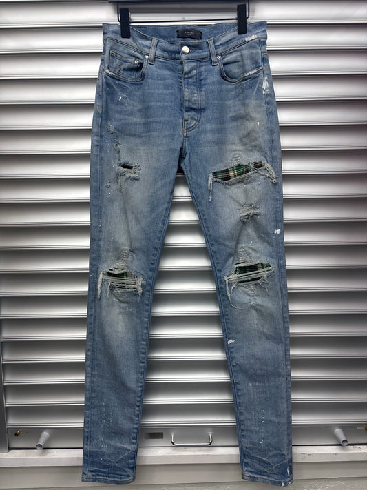 Amiri Plaid Patch Denim - 32*