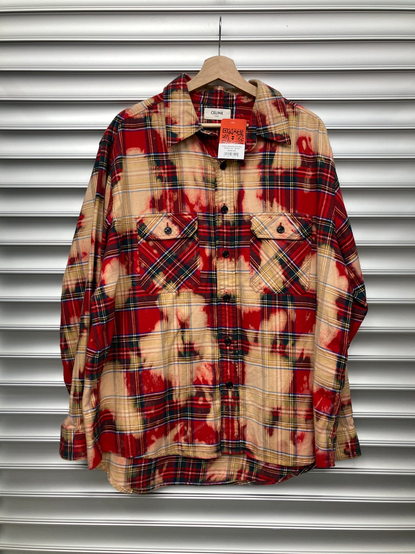 Celine Red Plaid Ty Dye Button Up - 40 (K)