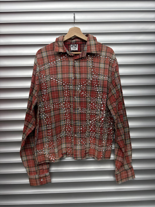Vale Lives Rhinestone Red Flannel - L