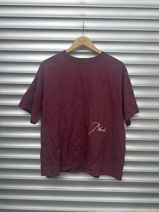 Rhude Burgundy Logo Tee - S **