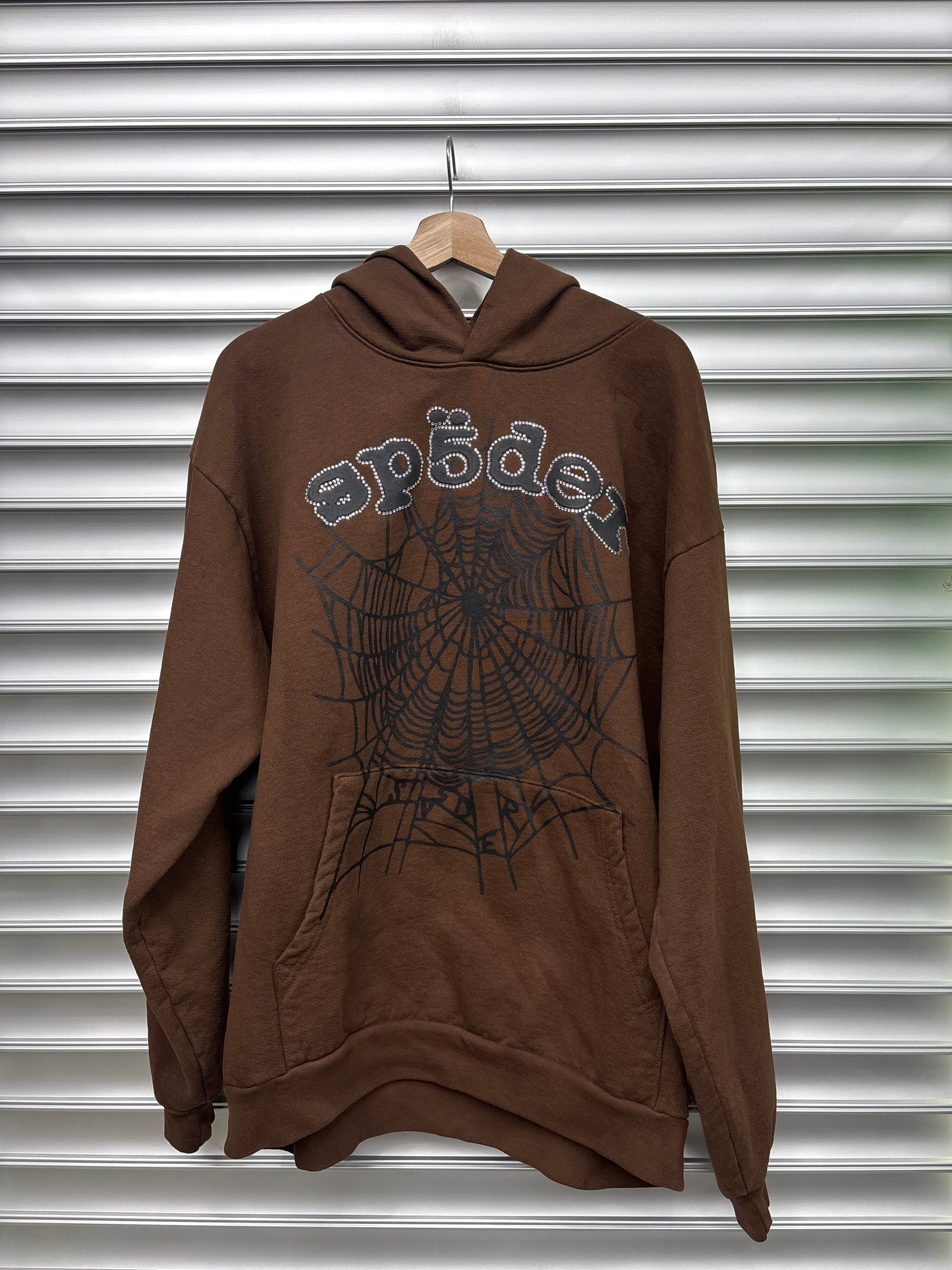 Spider Brown Rhinestone Hoodie - XL