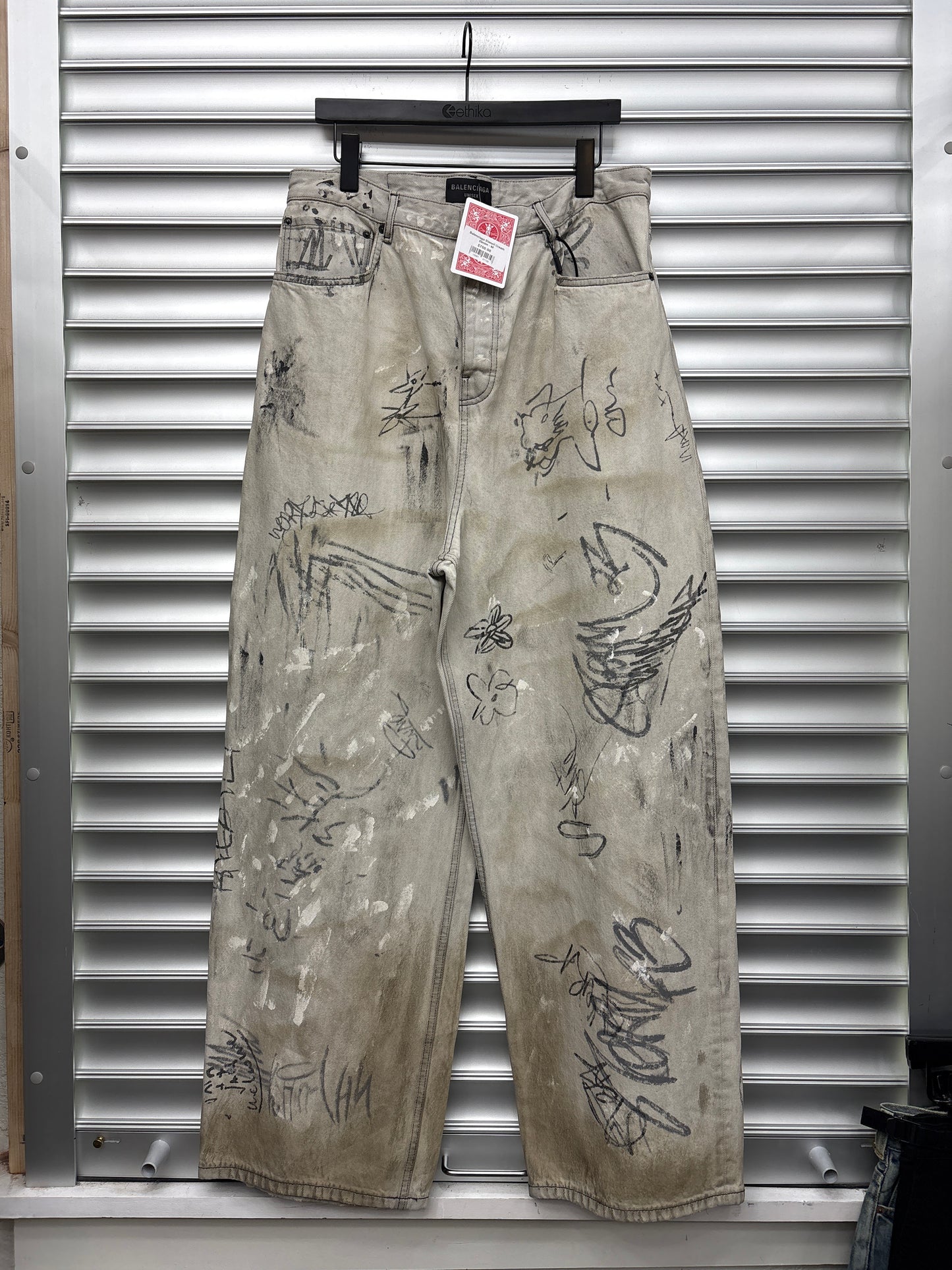 Balenciaga Stencil Cream Denim - M**