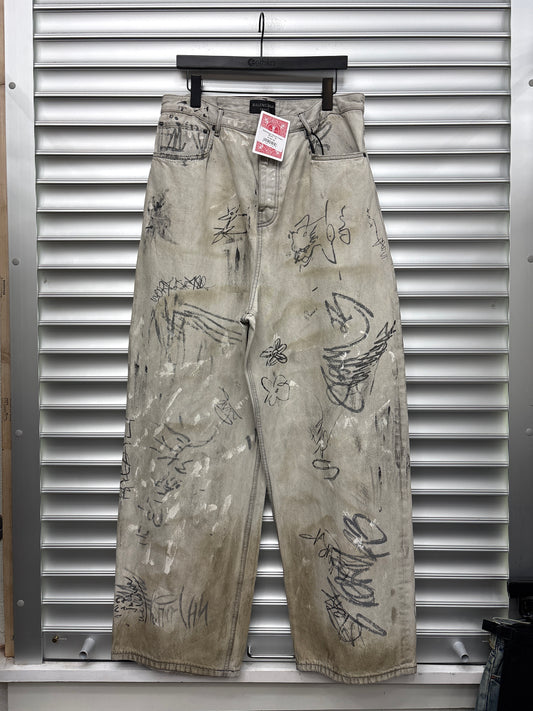 Balenciaga Stencil Cream Denim - M**