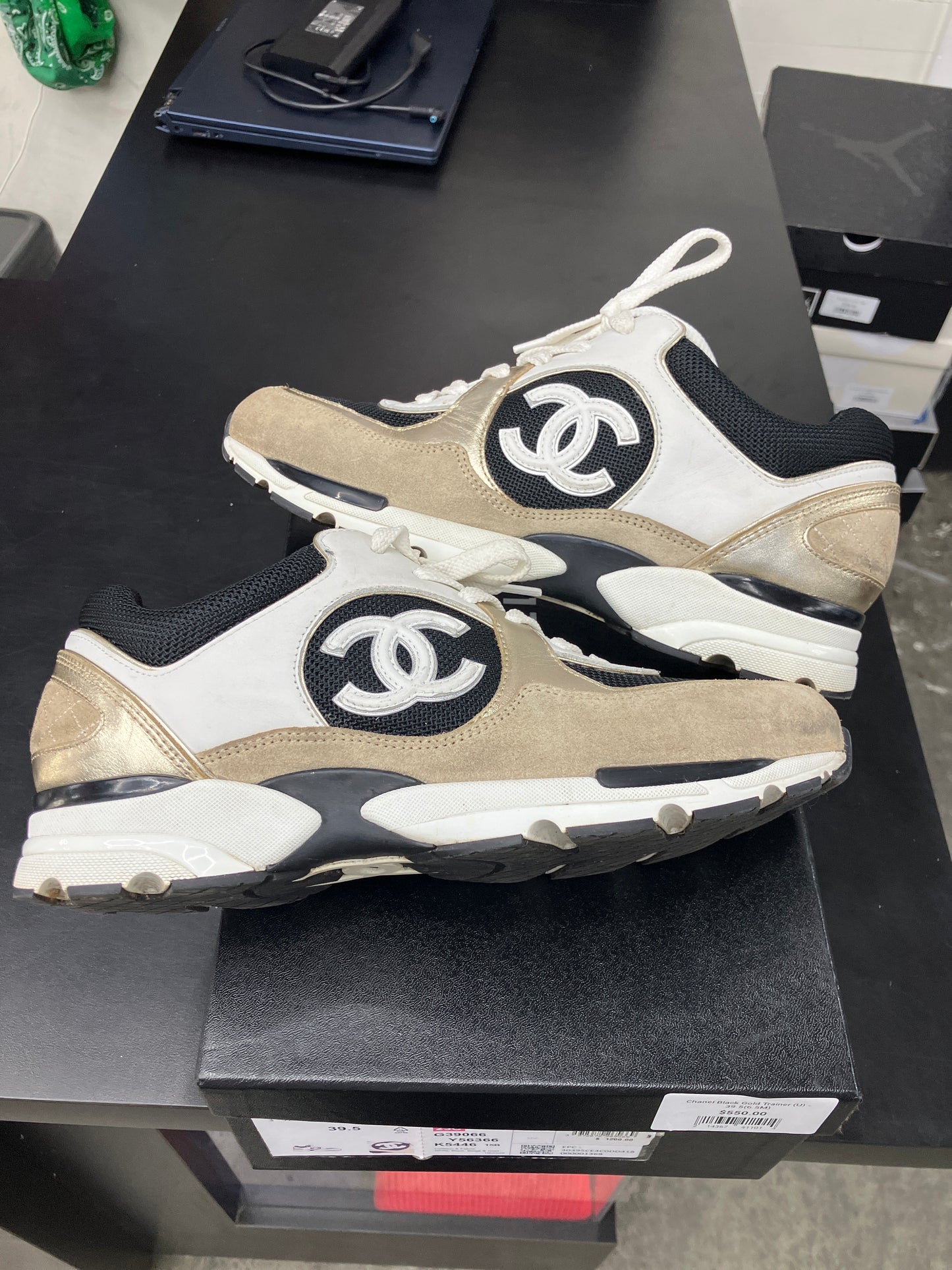 Chanel Black Gold Trainer (U) - 39.5(6.5M)