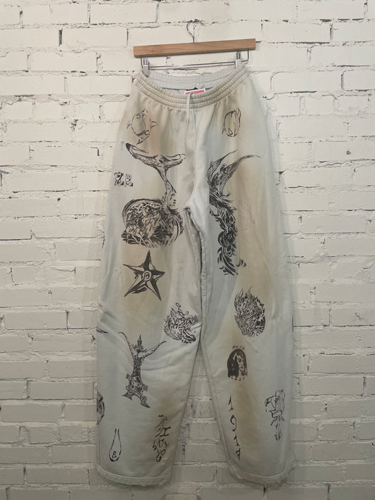 Balenciaga Tattoo White Sweatpants - M