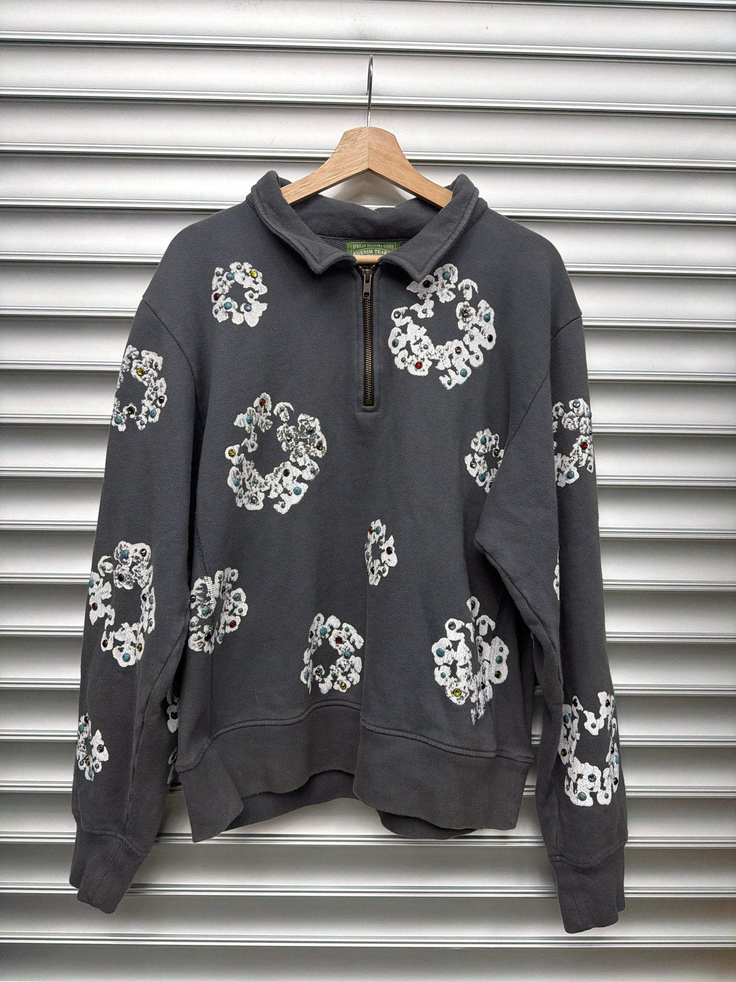 Rhinestone Denim Tears Quarter Zip - XL