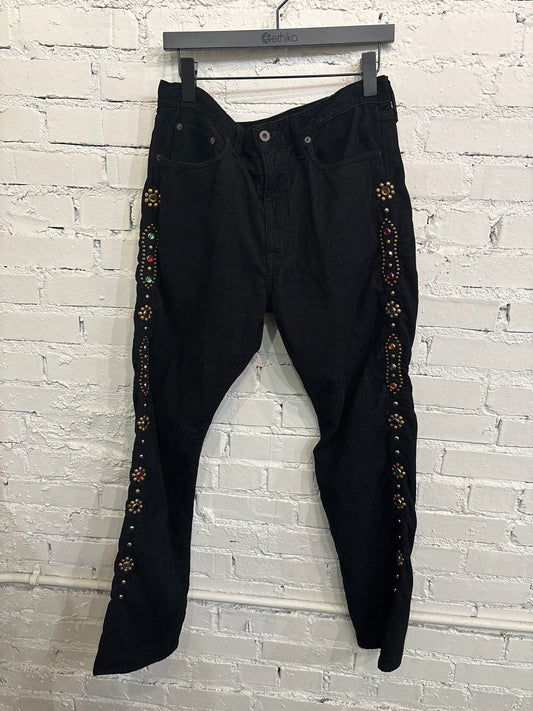 Kapital Black Corduroy Jewel Pants - 34