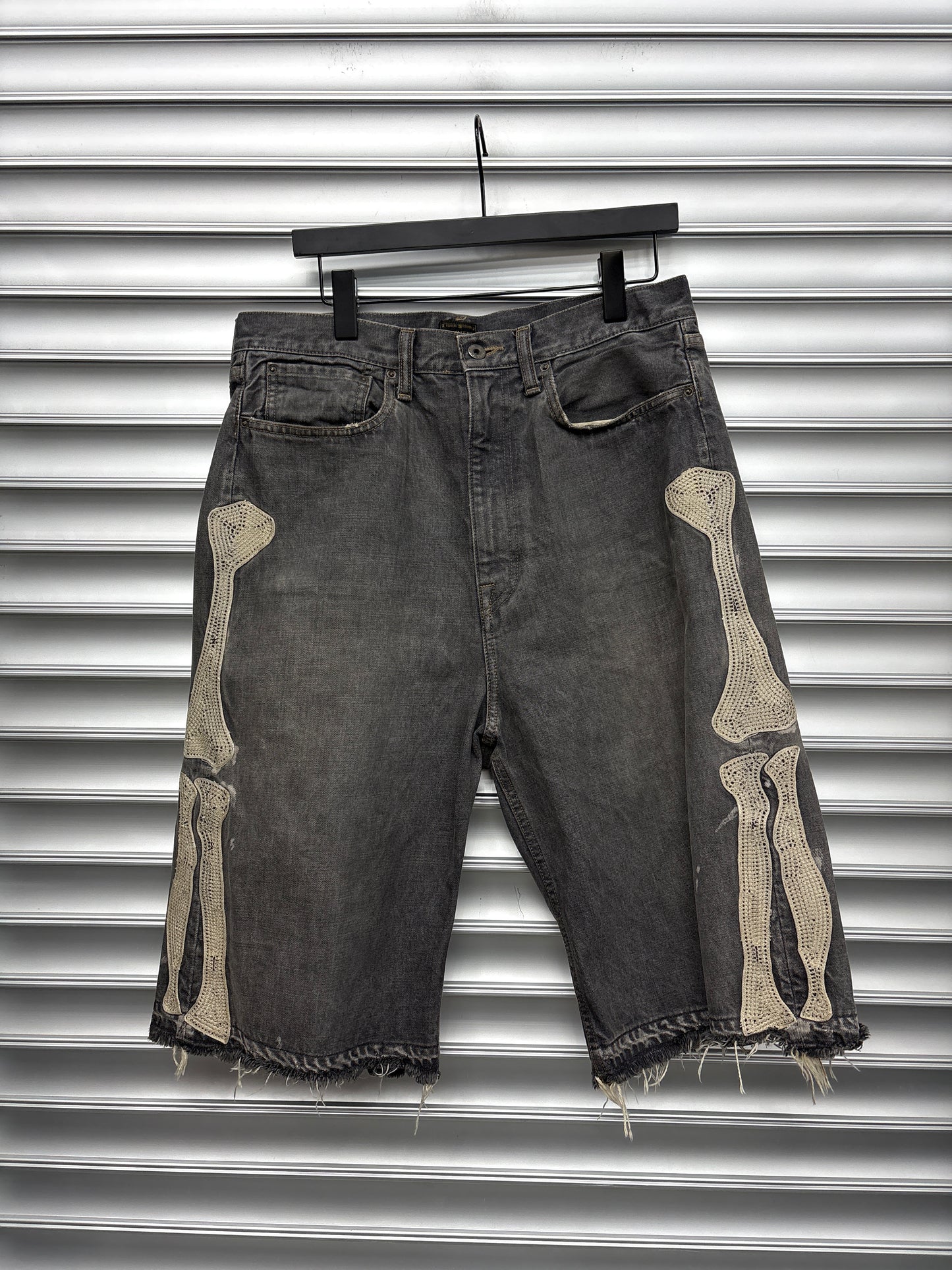 Kapital Dark Wash Bone Shorts - 34**