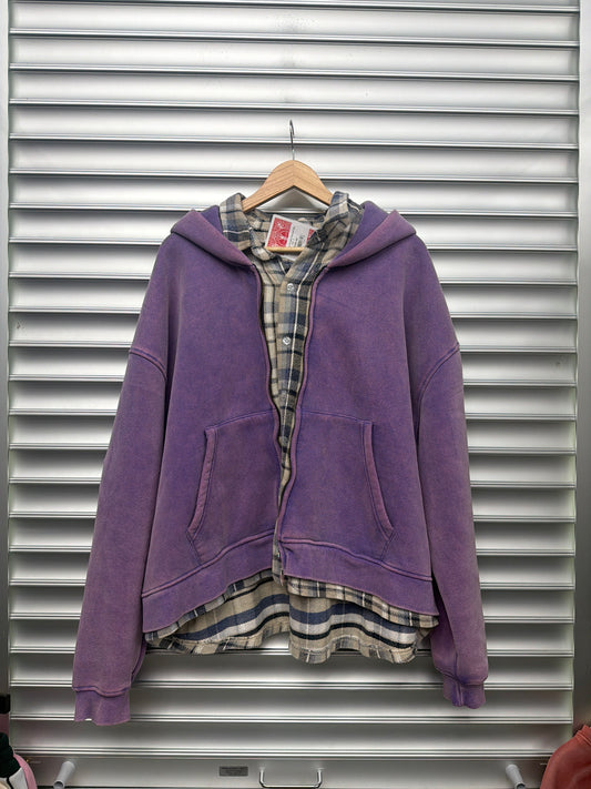 Raspberry Purple Flannel Zip Up - L