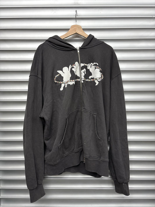 The Most High Rhinestone Zip Up Hoodie  - L/XL