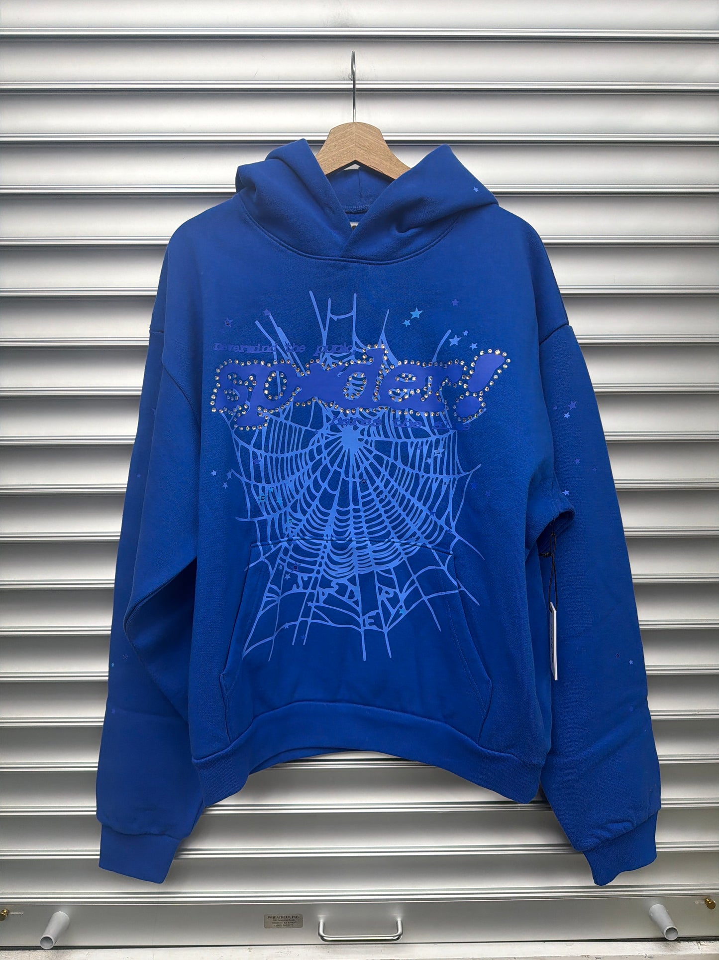Spider Blue Rhinestone Hoodie - L