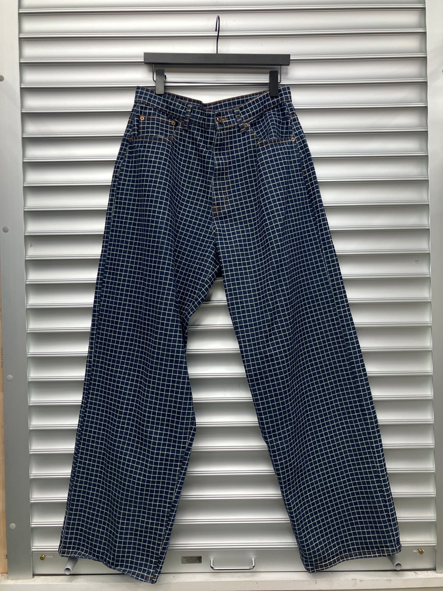 Raspberry Box Pattern Denim - M