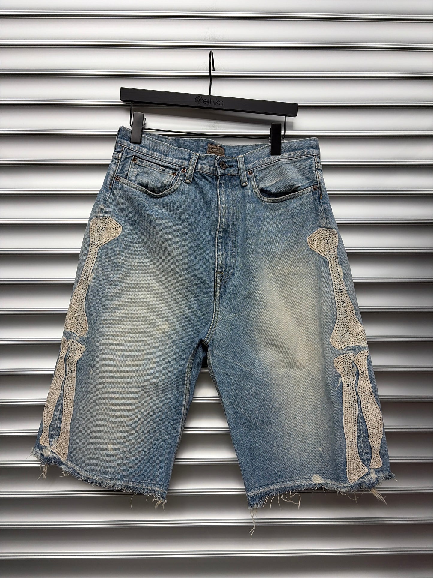Kapital Light Wash Bone Shorts - 34