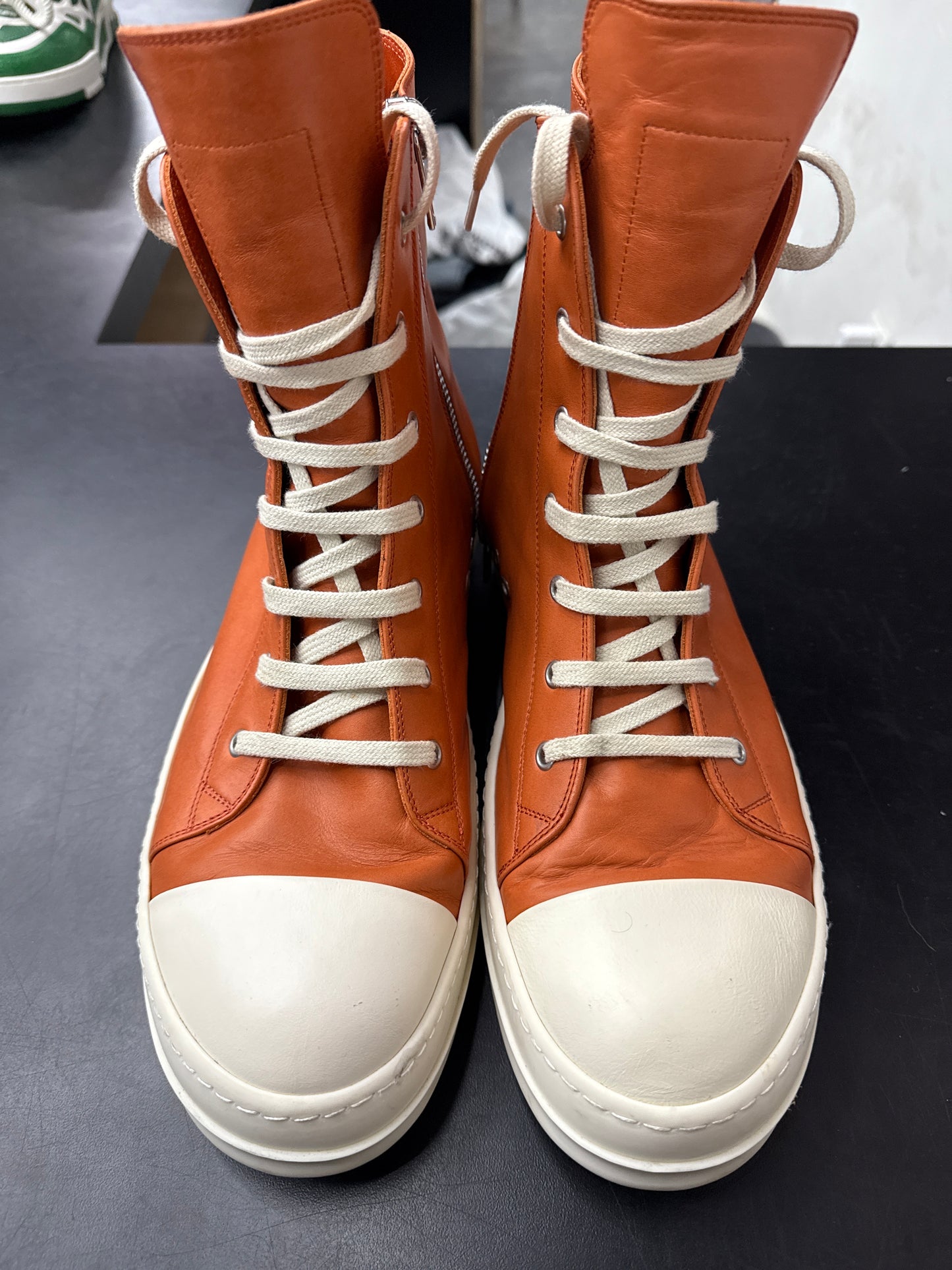 Rick Owen Ramone High Orange Leather (U) - 45(12) (NB)