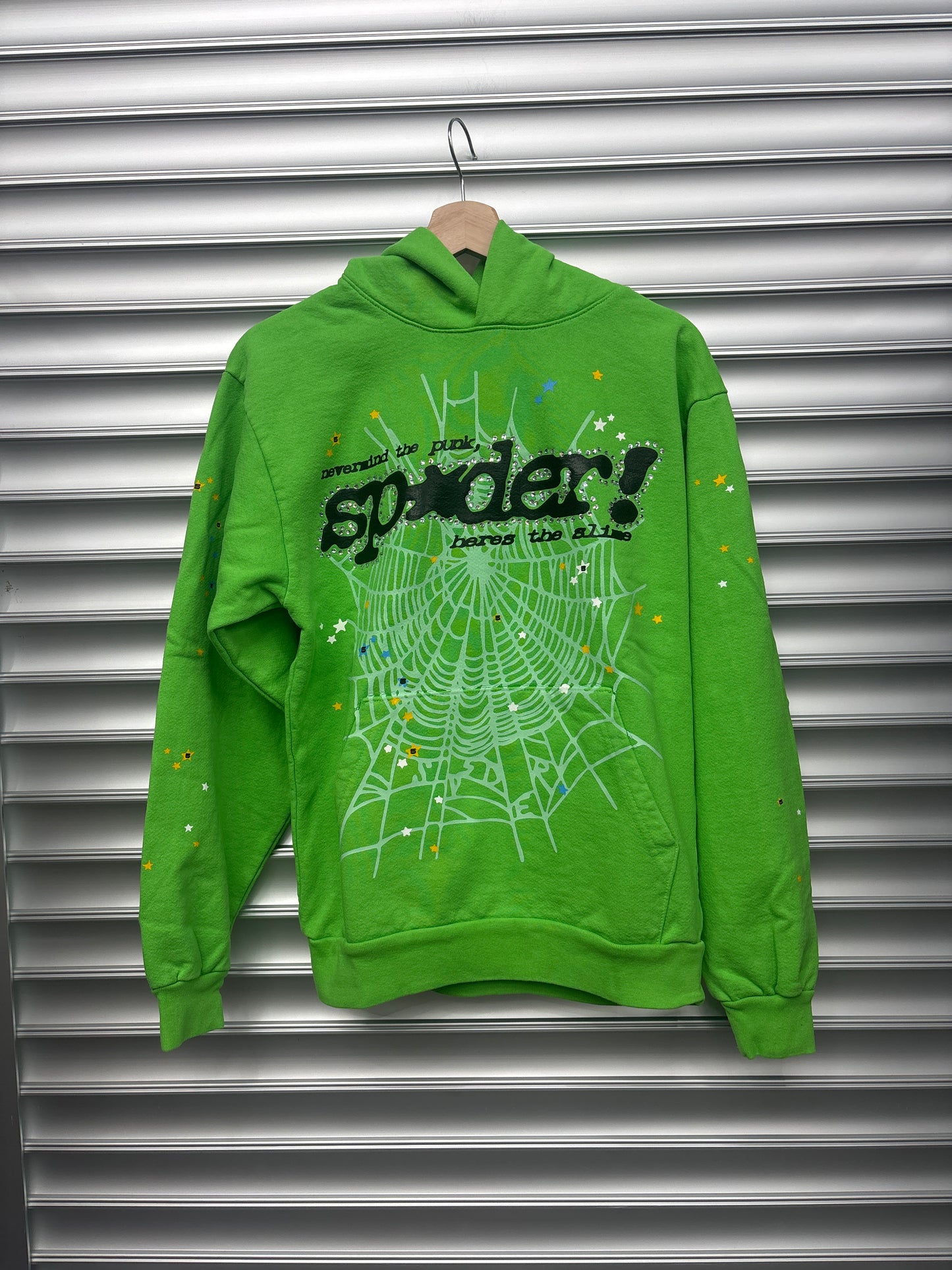 Spider Green Rhinestone Hoodie - S