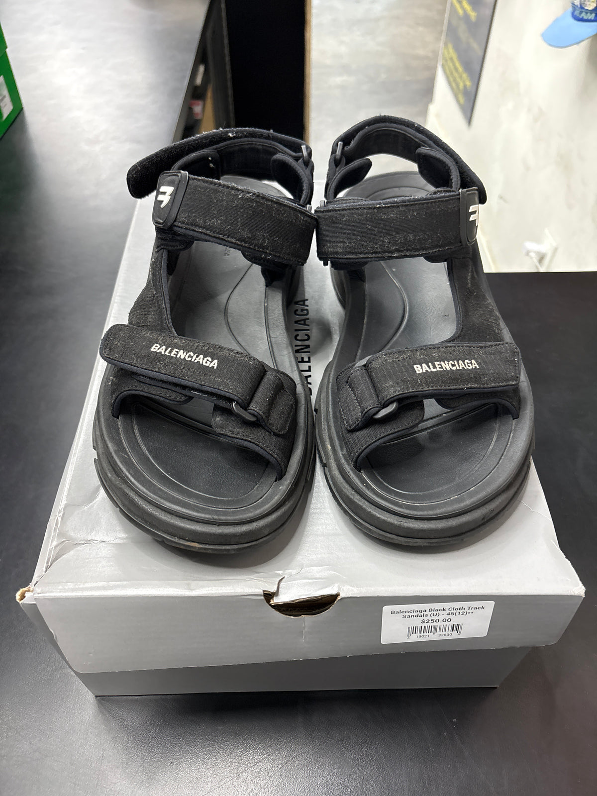 Balenciaga Black Cloth Track Sandals (U) - 45(12)**
