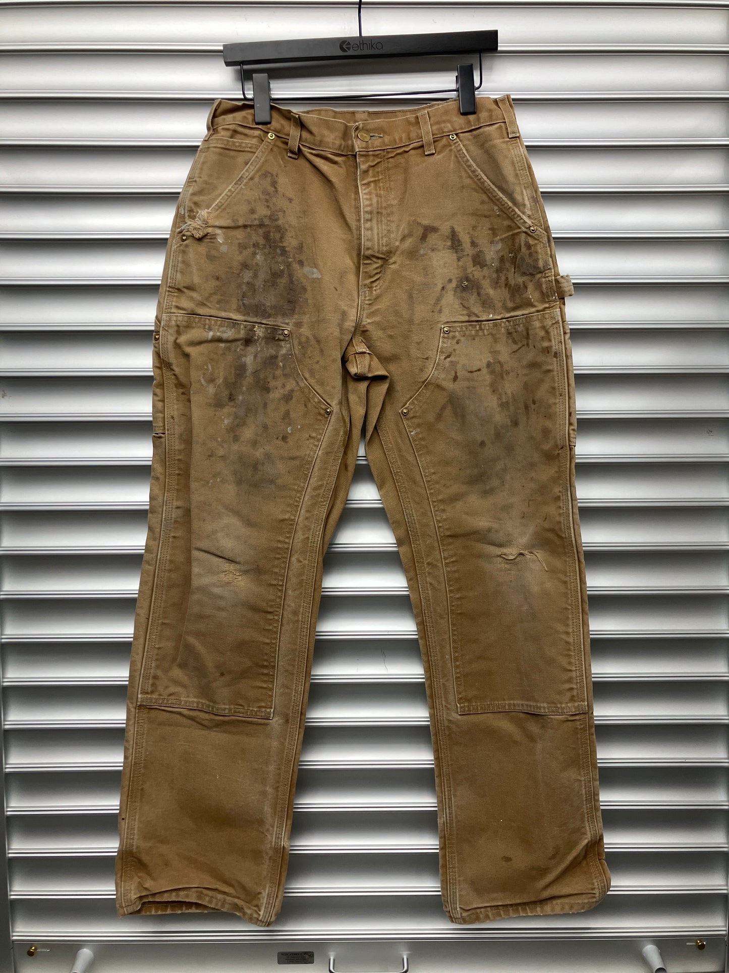 Vintage Tan Carhartt Paint Splatter Double Knees - 32
