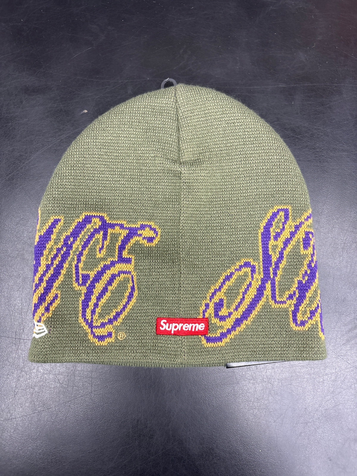 Supreme Green Purple Script Beanie**