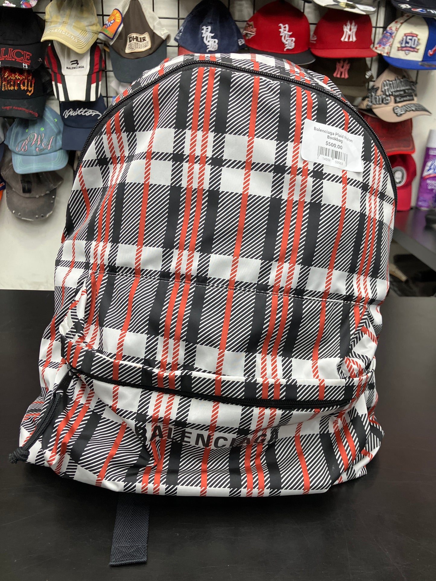 Balenciaga Plaid Nylon Bookbag