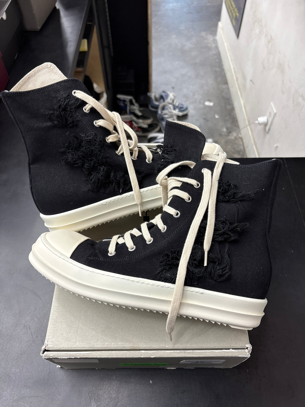 Rick Owen DRKSHDW High Black Slashed - 43(10)**