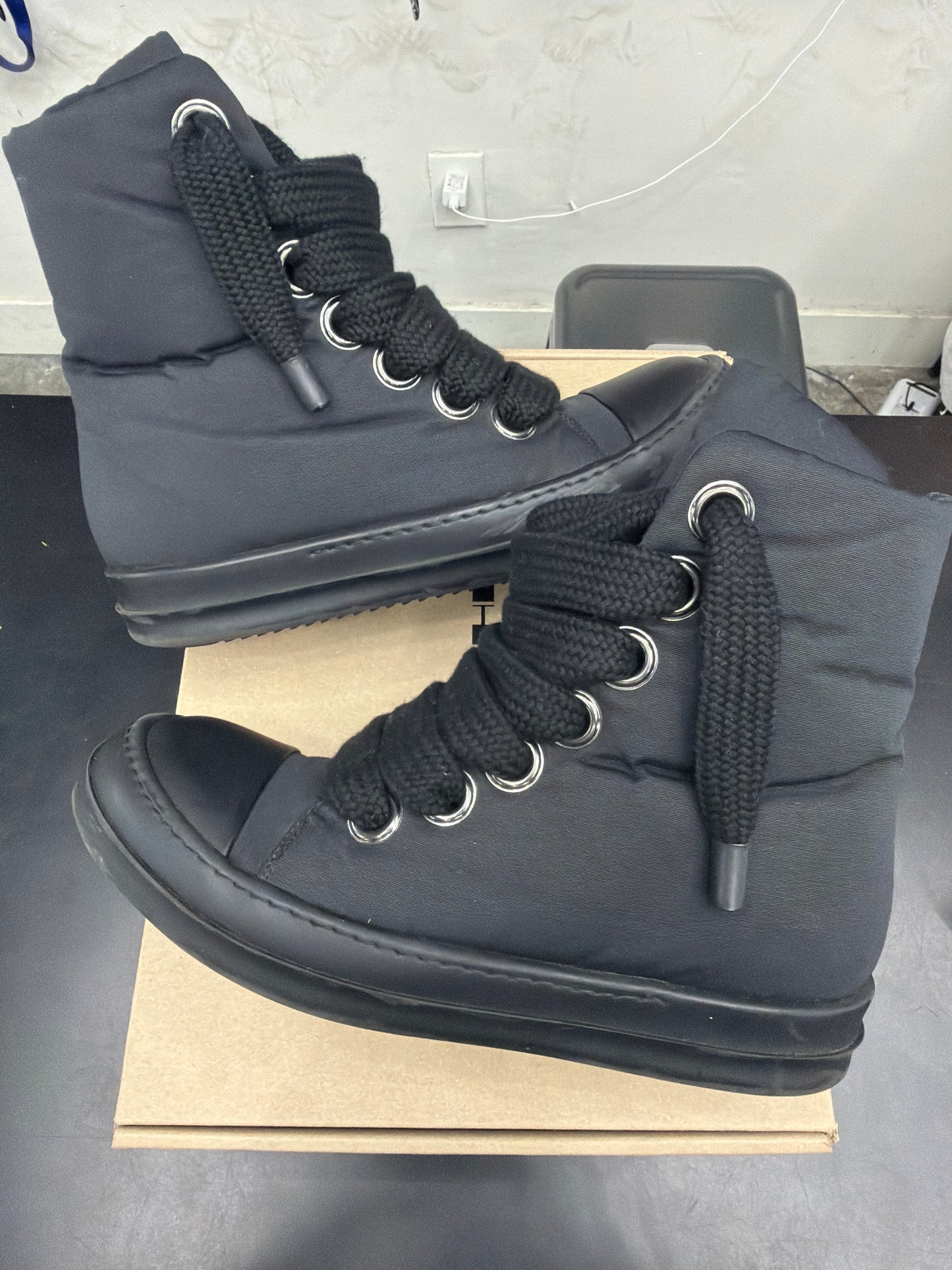 Rick Owen DRKSHDW Triple Black Puffer High Jumbo Lace (U) - 40.5