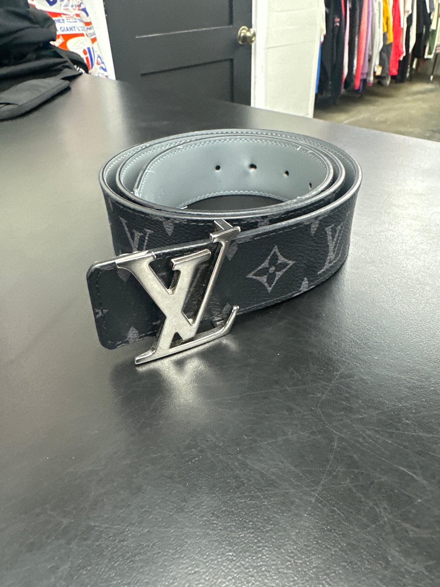 Louis Vuitton Silver Buckle Reversible Monogram Belt - 38