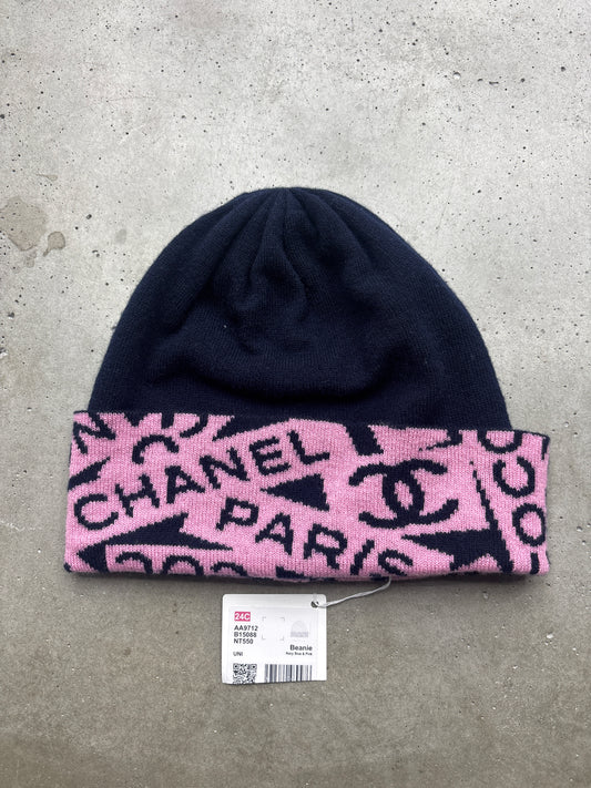 Chanel Navy/Pink Beanie