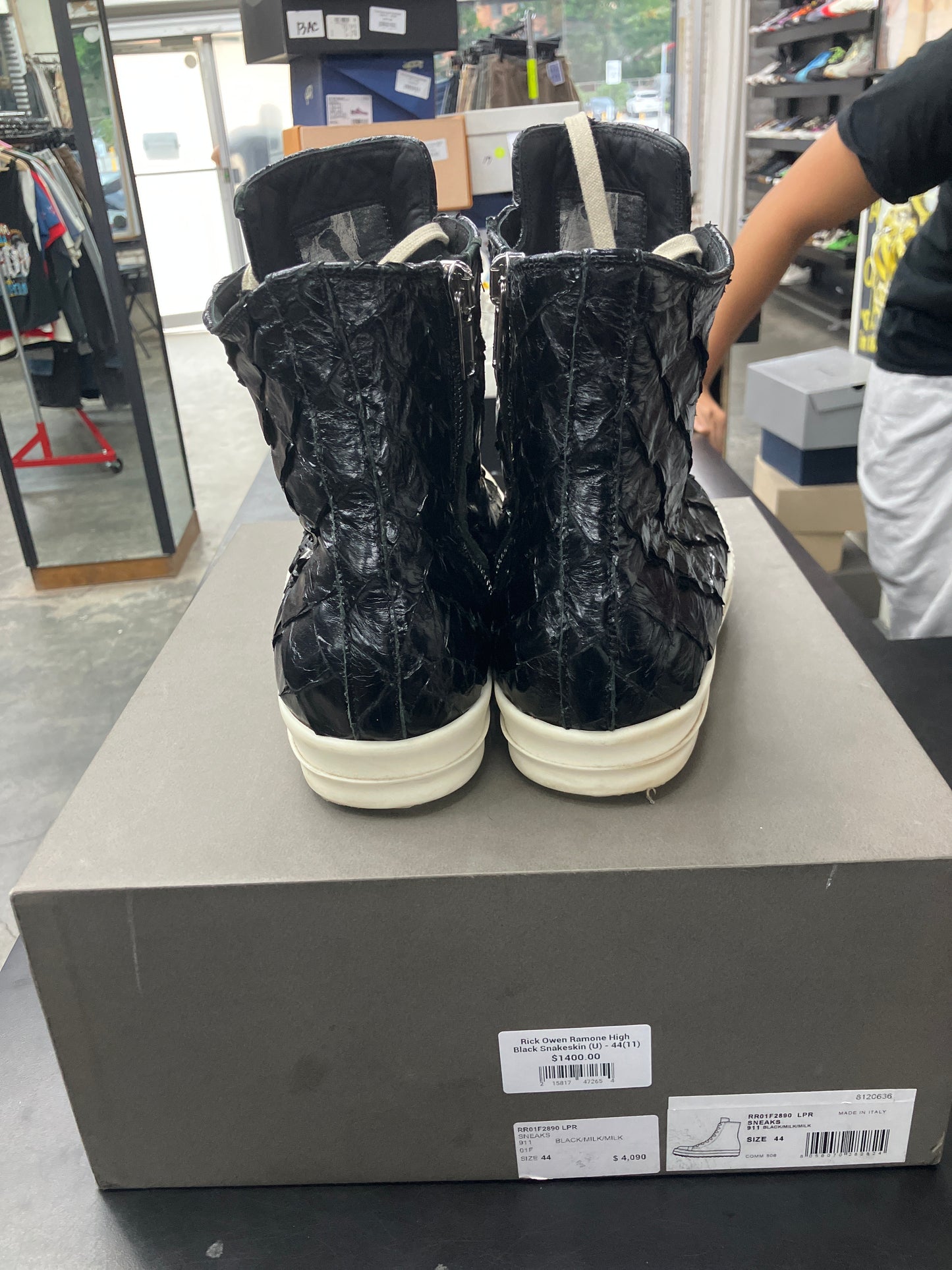 Rick Owen Ramone High Black Snakeskin (U) - 44(11)