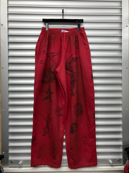 Balenciaga Red Tattoo Sweatpants - M