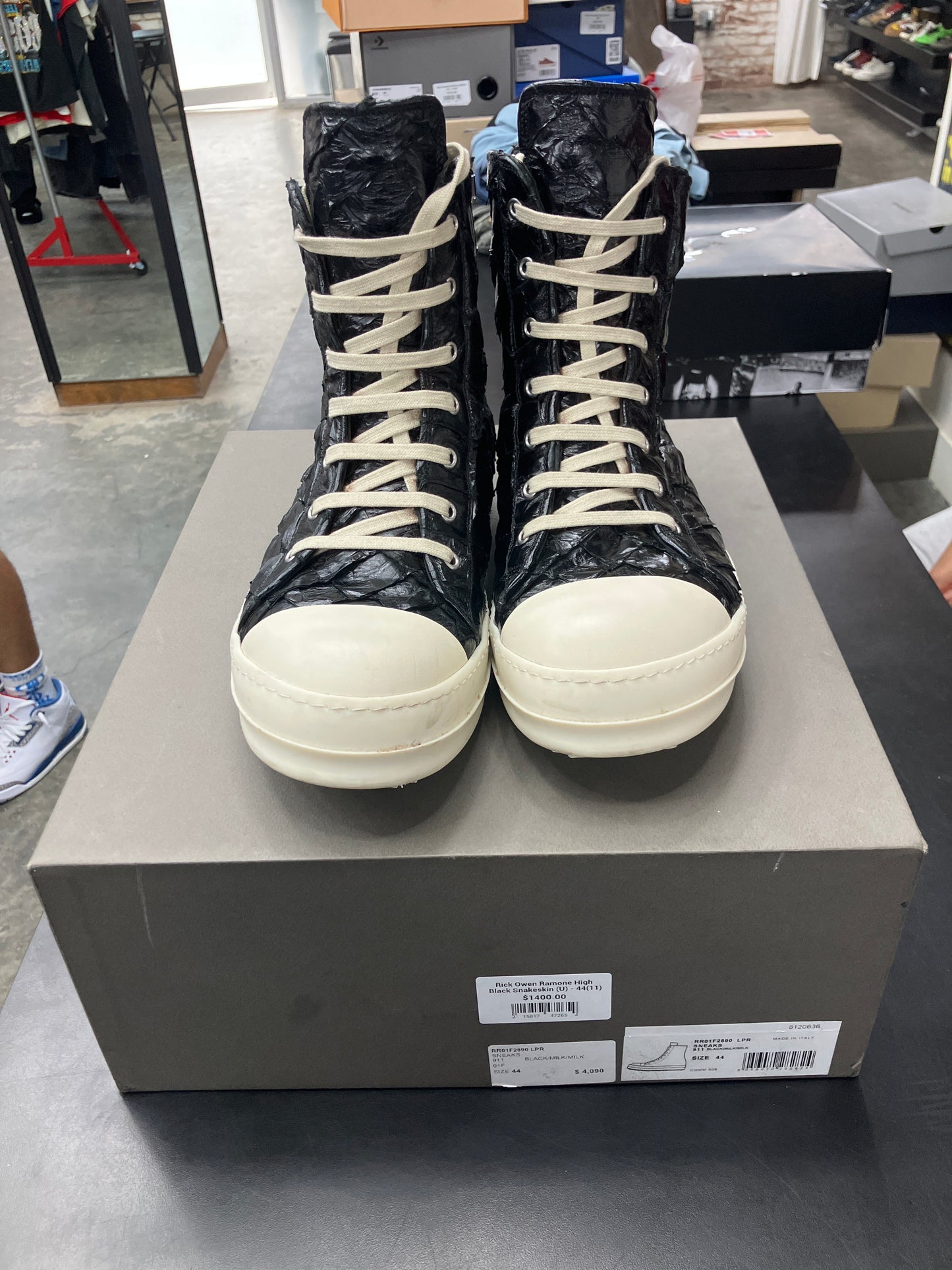 Rick Owen Ramone High Black Snakeskin (U) - 44(11)
