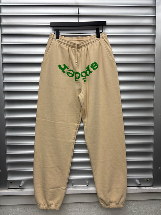 Spider Cream Green Sweatpants - L
