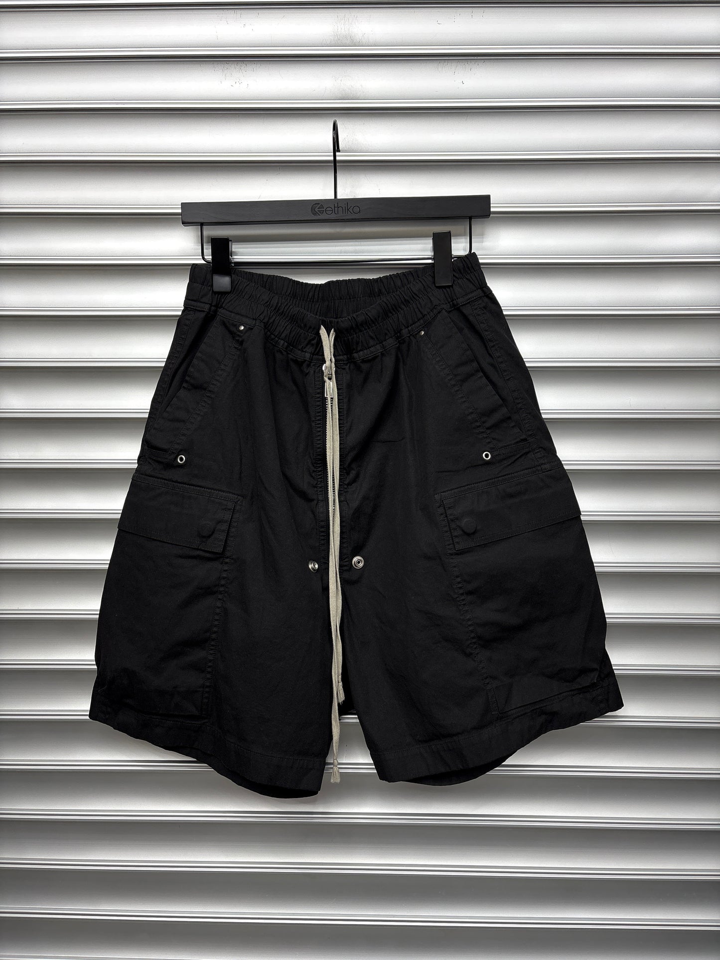 Rick Owens Black Cargo Shorts - 48