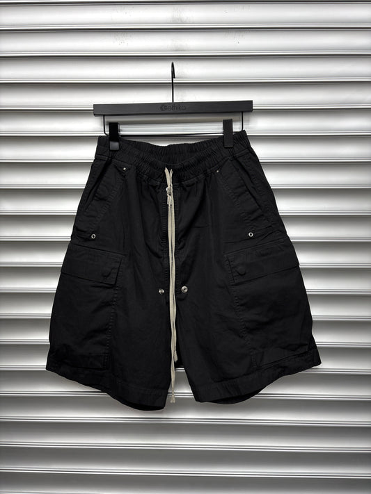 Rick Owens Black Cargo Shorts - 48
