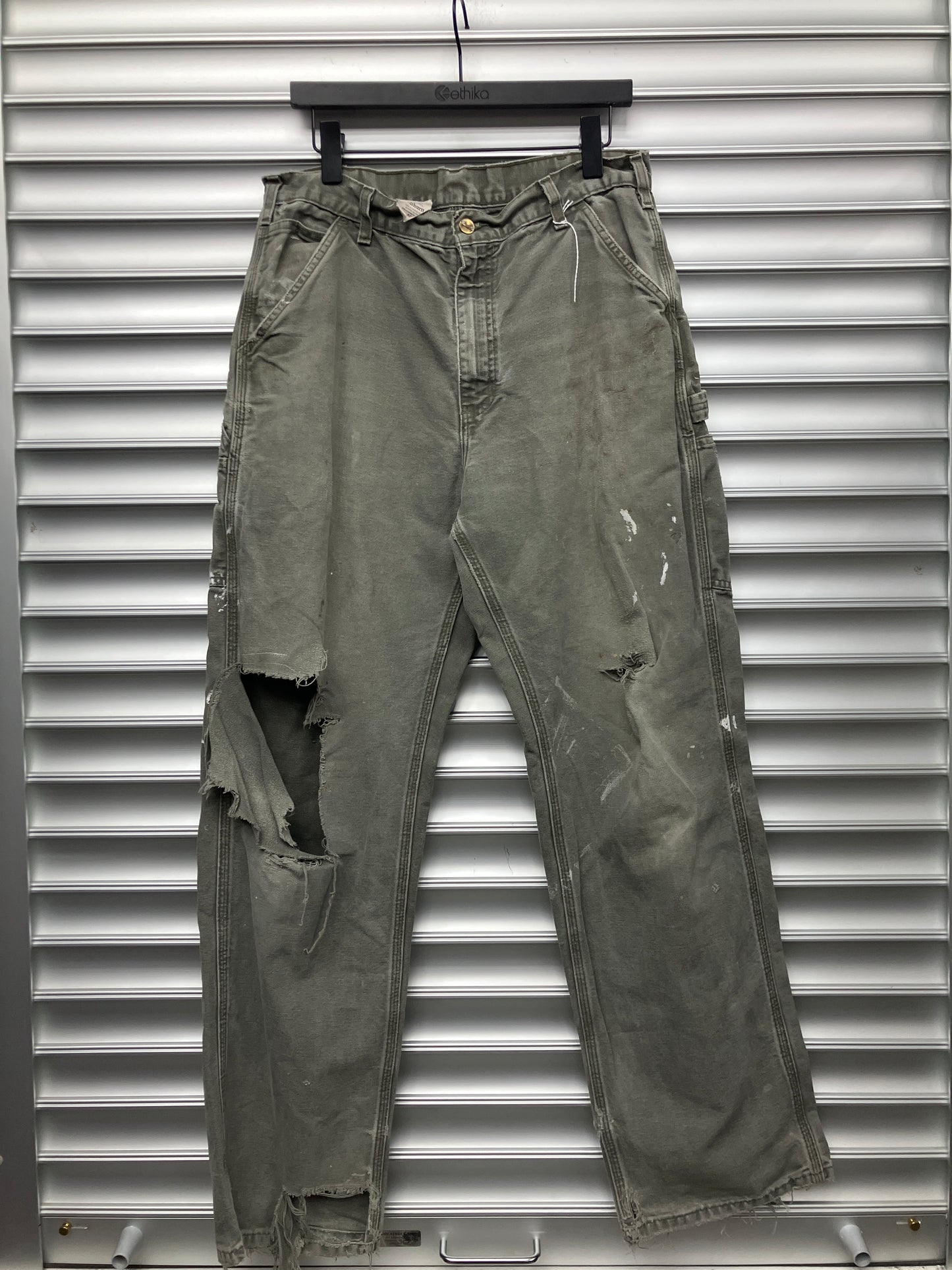 Vintage Thrashed Sage Green Carhartt Pants - 34