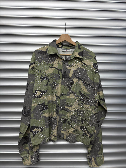 Vale Camo Rhinestone Button Up - L