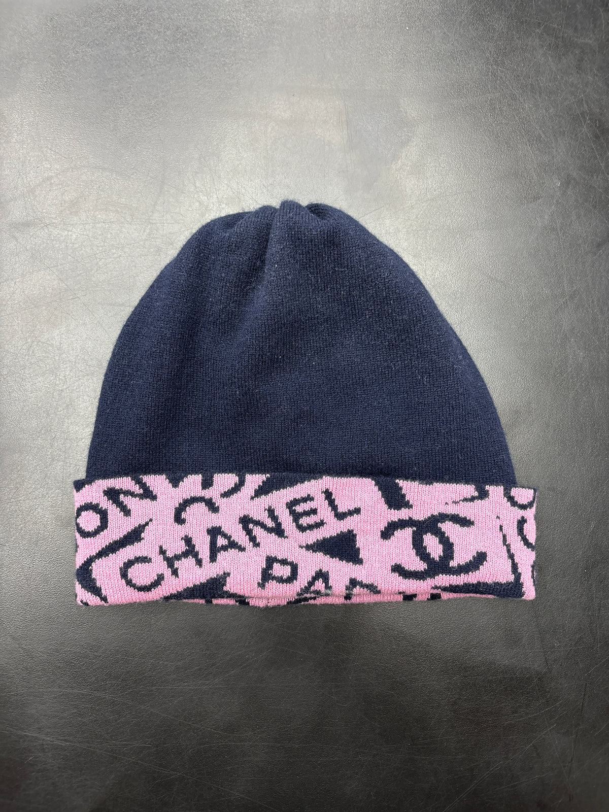 Chanel Navy/Pink Beanie**