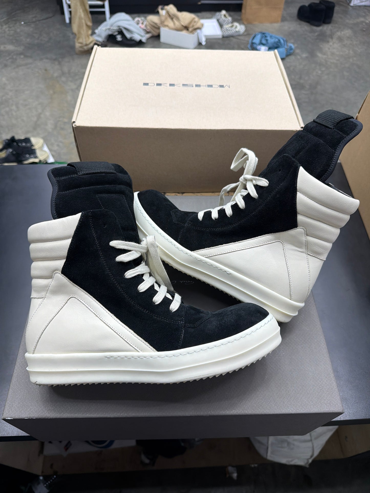 Rick Owen Geobasket Black/White Suede (U) - 40(7)**
