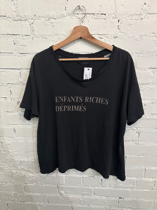 ERD Distressed Black Tee - M