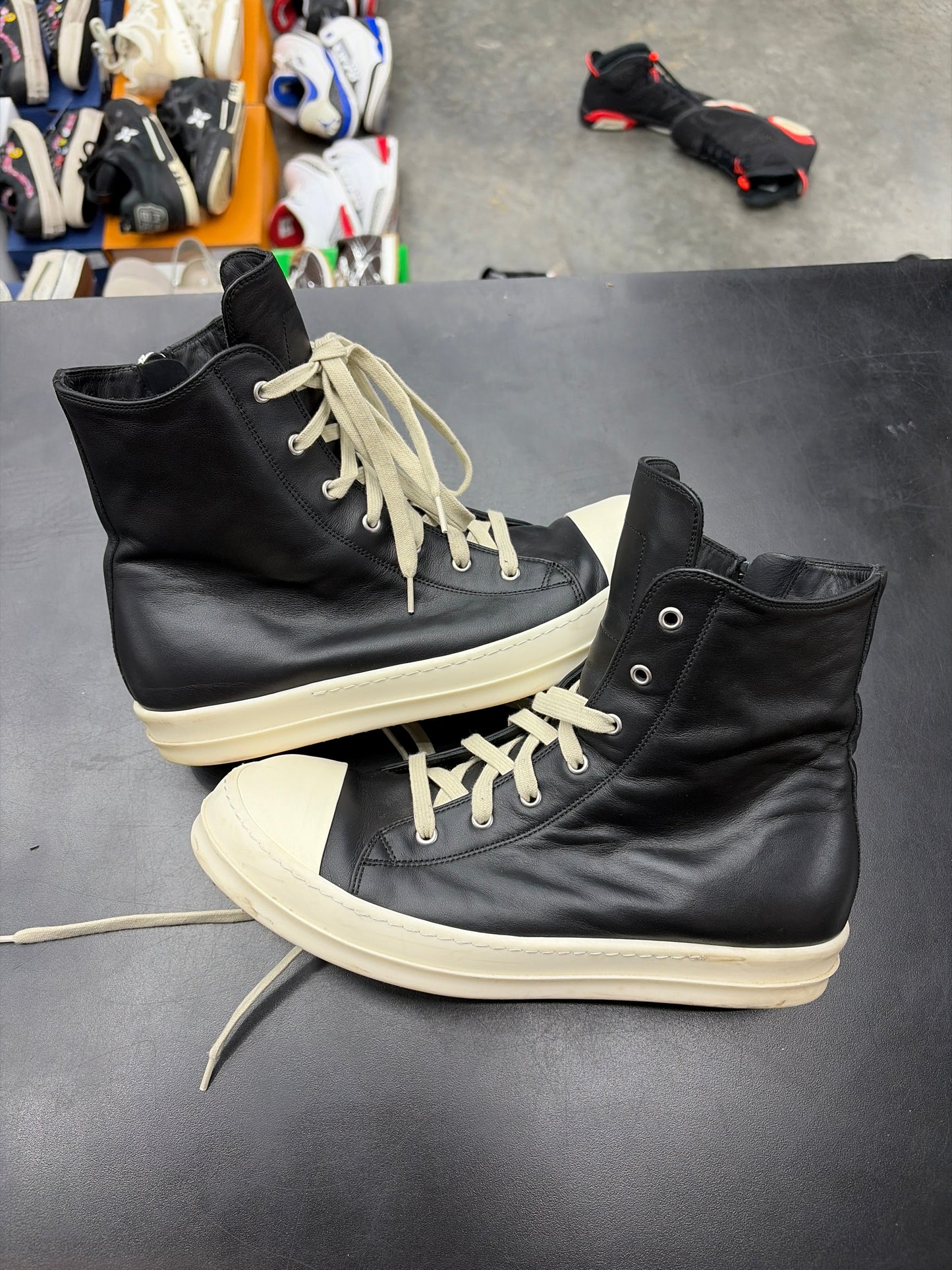 Rick Owen Ramone High Black Leather (U) - 44(11) (NB)