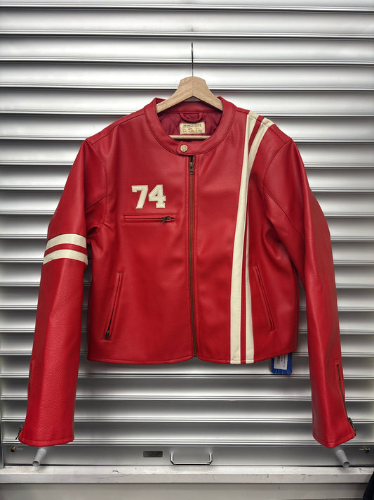 74 Red Leather Jacket - M**