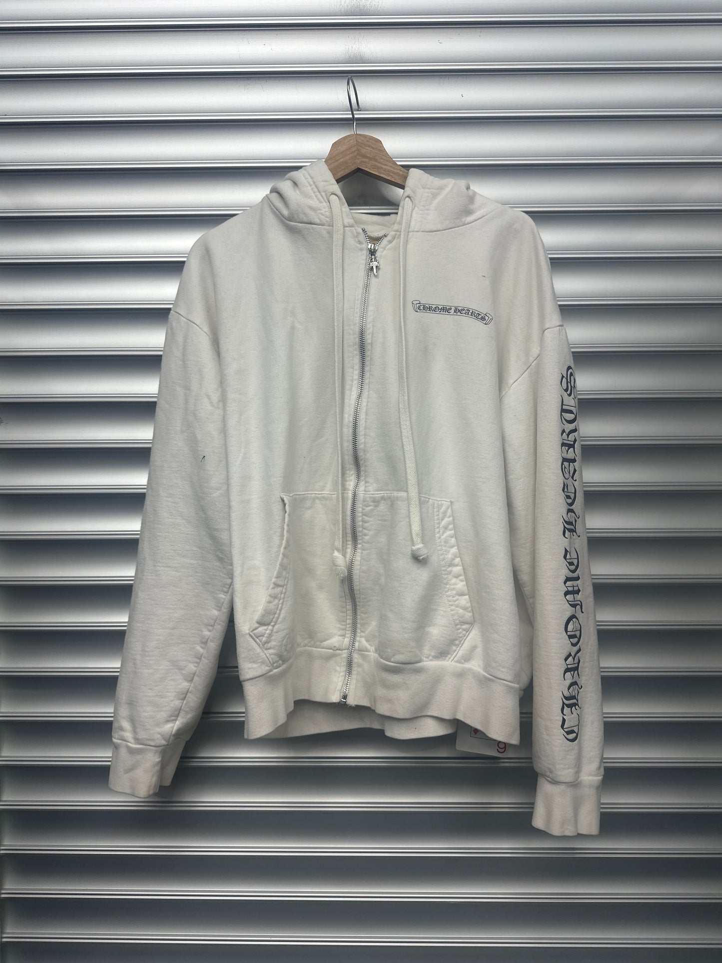 Chrome Hearts White Zip Up Script Logo - M